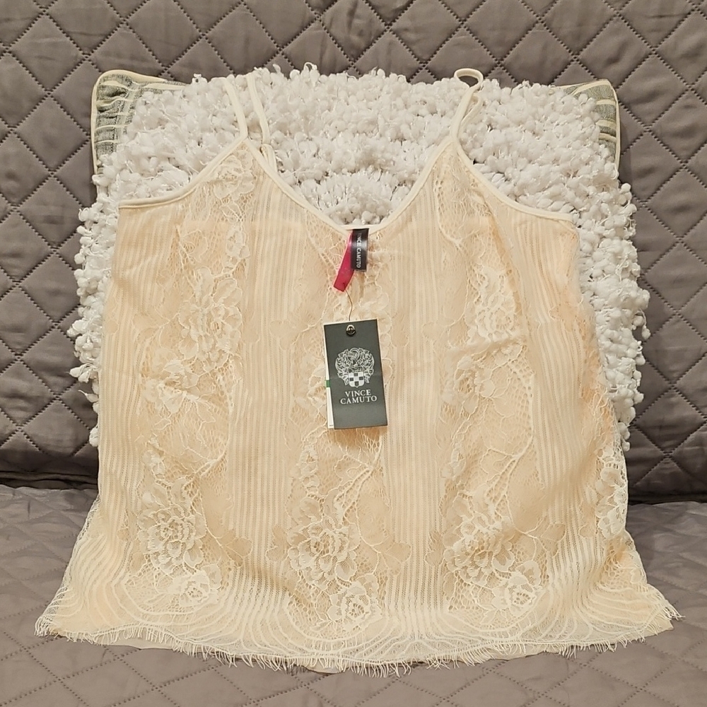 Vince Camuto Cream Lace Camisole with Spaghetti Straps